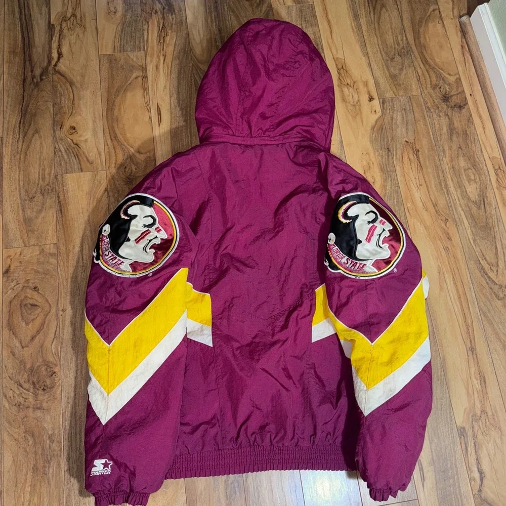 Vintage Starter Florida State Seminoles Hooded Puffer‎ Jacket Maroon XL NCAA